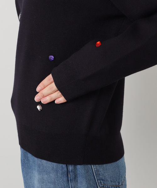 La TOTALITE（ラトータリテ）の「【洗える】TORRAZZO DONNA/トラッゾドンナ ジュエリーニットトップス（ニット/セーター・レディース・ネイビー/アイボリー・FREE）」の12枚目の写真