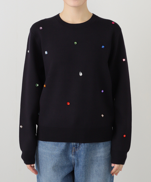 La TOTALITE（ラトータリテ）の「【洗える】TORRAZZO DONNA/トラッゾドンナ ジュエリーニットトップス（ニット/セーター・レディース・ネイビー/アイボリー・FREE）」の18枚目の写真