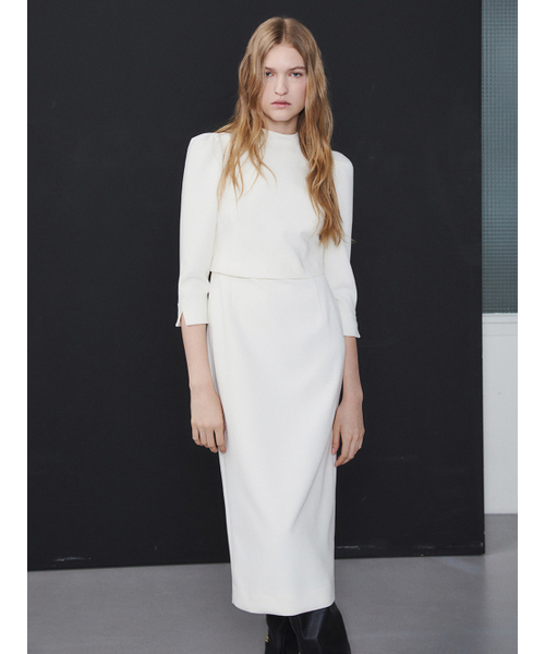 レイヤードカラムドレス、アイボリー