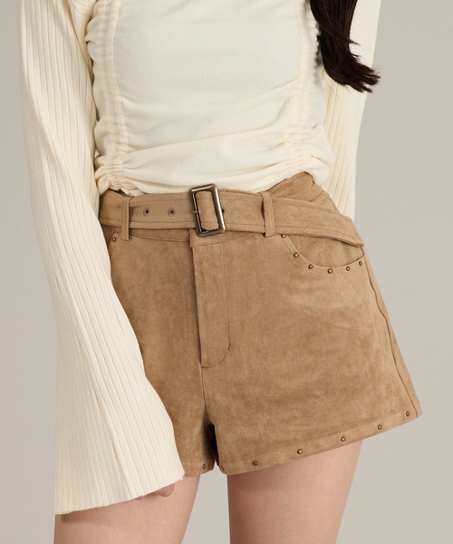 apres jour mignon（アプレジュールミニョン）の「【セット着用可能】スタッズ付きショートパンツ（その他パンツ・レディース・ブラウン系その他/ベージュ・フリー/LARGE）」の2枚目の写真