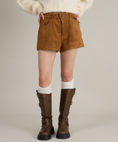 apres jour mignon（アプレジュールミニョン）の「【セット着用可能】スタッズ付きショートパンツ（その他パンツ・レディース・ブラウン系その他/ベージュ・フリー/LARGE）」の6枚目の写真