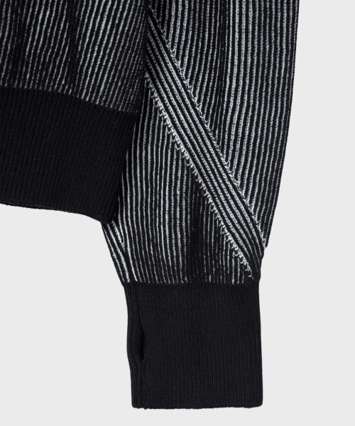 NONBLANK（ノンブランク）の「ニットフードジップアップ_BLACK WHITE（ニット/セーター・メンズ・その他・LARGE/X-LARGE/MEDIUM）」の3枚目の写真