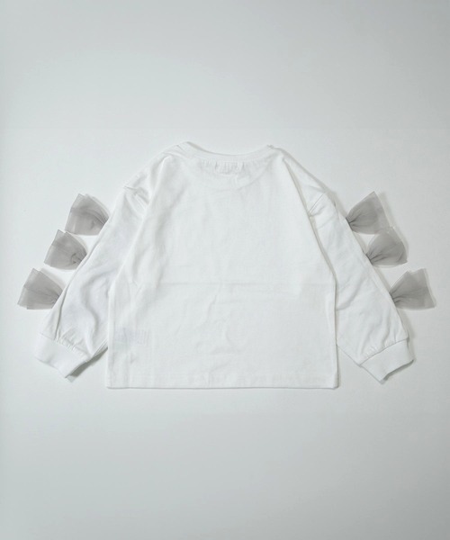 MAKE YOUR DAY（メイクユアデイ）の「袖リボン無地長袖Tシャツ■80～140cm（Tシャツ/カットソー・キッズ・ブラック/オフホワイト・80/90/100/110/120/130/140）」の4枚目の写真