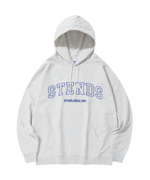 [M~4XL] オリジナルストロークロゴフードパーカー_メランジグレー