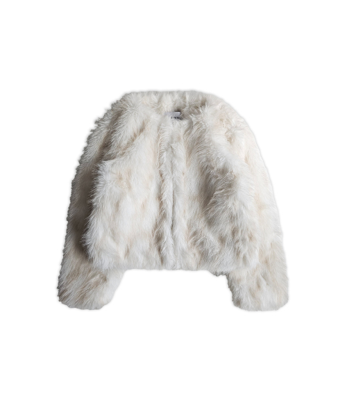 320SHOWROOM(320ショールーム)の「Faux Fox Fur Short Jacket Ivory(ムートンコート・レディース・アイボリー・FREE)」の5枚目の写真
