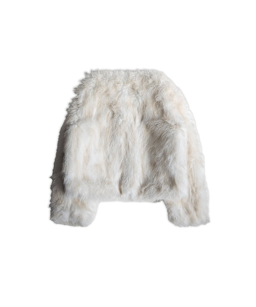 320SHOWROOM(320ショールーム)の「Faux Fox Fur Short Jacket Ivory(ムートンコート・レディース・アイボリー・FREE)」の4枚目の写真