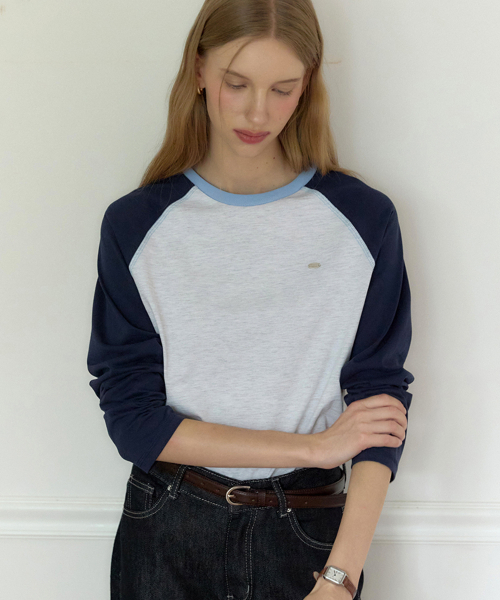 OURHOPE(アワーホープ)の「ツートンラグランTシャツ - ネイビー(Tシャツ/カットソー・レディース・ネイビー・2(M)/1(S))」の2枚目の写真