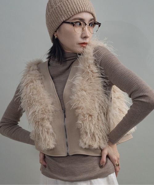 【新品定価13.6万】eleventy　フーデッド ベスト ベージュ 48 ムートンベスト | ファッション通販サイト NUGU