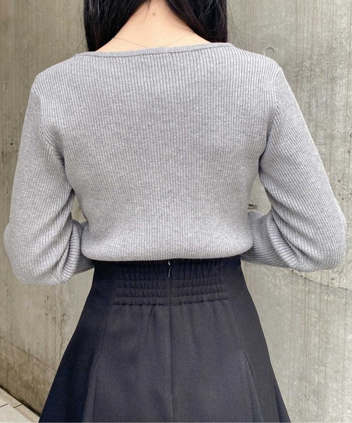 INGNI（イング）の「フロントレースドッキングニット（ニット/セーター・レディース・ブラック×ホワイト/ピンク系2/レッド系3/グレー×ホワイト・M）」の16枚目の写真