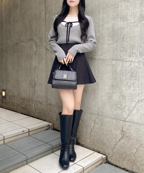 INGNI（イング）の「フロントレースドッキングニット（ニット/セーター・レディース・ブラック×ホワイト/ピンク系2/レッド系3/グレー×ホワイト・M）」の17枚目の写真