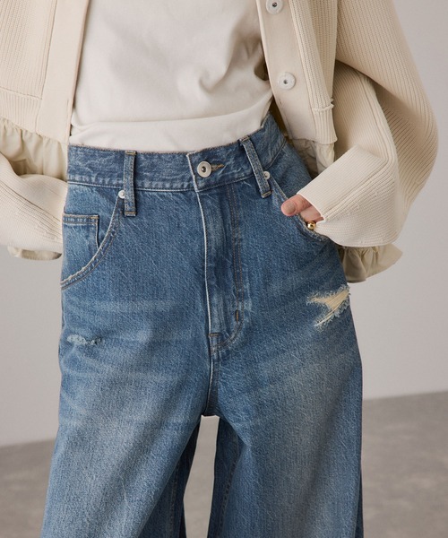 ADAM ET ROPE'(アダムエロペ)の「ターンナップアジャストデニム(デニムパンツ・レディース・ブルー/ベージュ・36/38)」の10枚目の写真