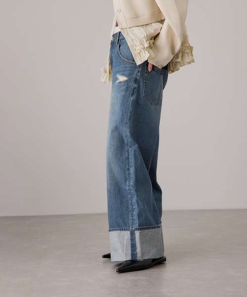 ADAM ET ROPE'(アダムエロペ)の「ターンナップアジャストデニム(デニムパンツ・レディース・ブルー/ベージュ・36/38)」の11枚目の写真