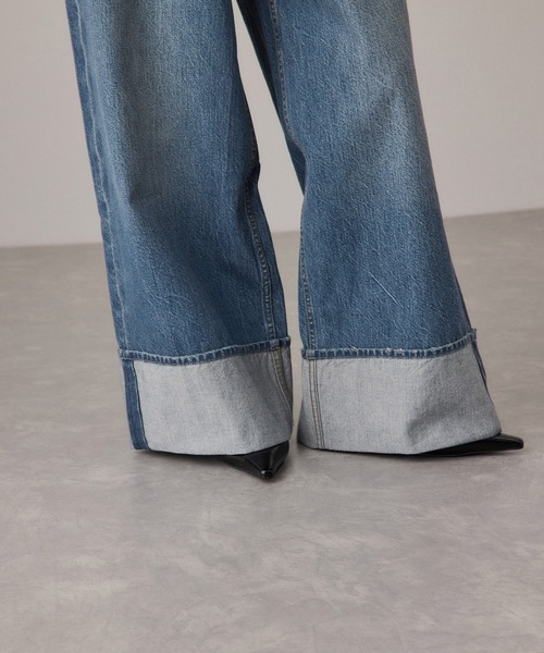 ADAM ET ROPE'(アダムエロペ)の「ターンナップアジャストデニム(デニムパンツ・レディース・ブルー/ベージュ・36/38)」の15枚目の写真