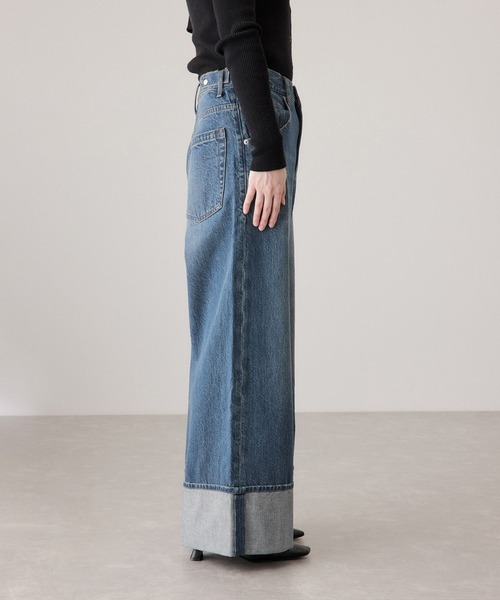 ADAM ET ROPE'(アダムエロペ)の「ターンナップアジャストデニム(デニムパンツ・レディース・ブルー/ベージュ・36/38)」の19枚目の写真