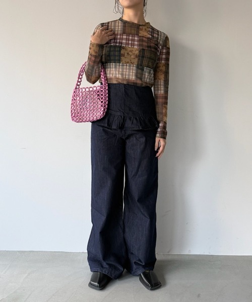 SANSeLF（サンセルフ）の「【SANSeLF】フリルハイウエストデニムパンツ saw25a070（デニムパンツ・レディース・ダークブルー・FREE）」の9枚目の写真