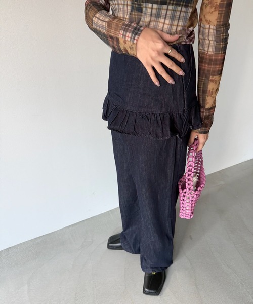 SANSeLF（サンセルフ）の「【SANSeLF】フリルハイウエストデニムパンツ saw25a070（デニムパンツ・レディース・ダークブルー・FREE）」の10枚目の写真