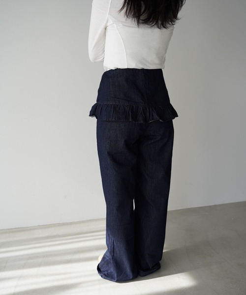SANSeLF（サンセルフ）の「【SANSeLF】フリルハイウエストデニムパンツ saw25a070（デニムパンツ・レディース・ダークブルー・FREE）」の17枚目の写真