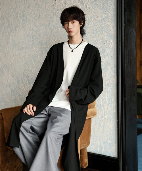 neos（ネオス）の「【neos】ルーズシルエット ウールライク ロング カーディガン（カーディガン/ボレロ・メンズ・ブルー/ブラック/モカ・LARGE/MEDIUM）」の5枚目の写真