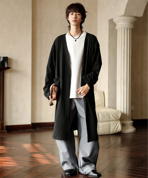 neos（ネオス）の「【neos】ルーズシルエット ウールライク ロング カーディガン（カーディガン/ボレロ・メンズ・ブルー/ブラック/モカ・LARGE/MEDIUM）」の6枚目の写真