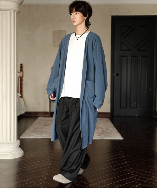 neos（ネオス）の「【neos】ルーズシルエット ウールライク ロング カーディガン（カーディガン/ボレロ・メンズ・ブルー/ブラック/モカ・LARGE/MEDIUM）」の10枚目の写真