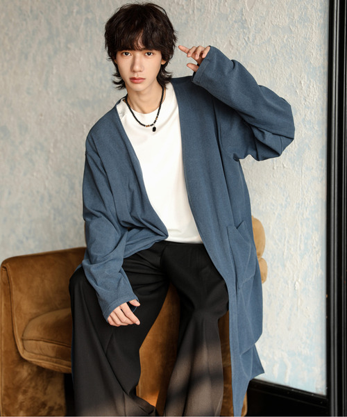 neos（ネオス）の「【neos】ルーズシルエット ウールライク ロング カーディガン（カーディガン/ボレロ・メンズ・ブルー/ブラック/モカ・LARGE/MEDIUM）」の11枚目の写真