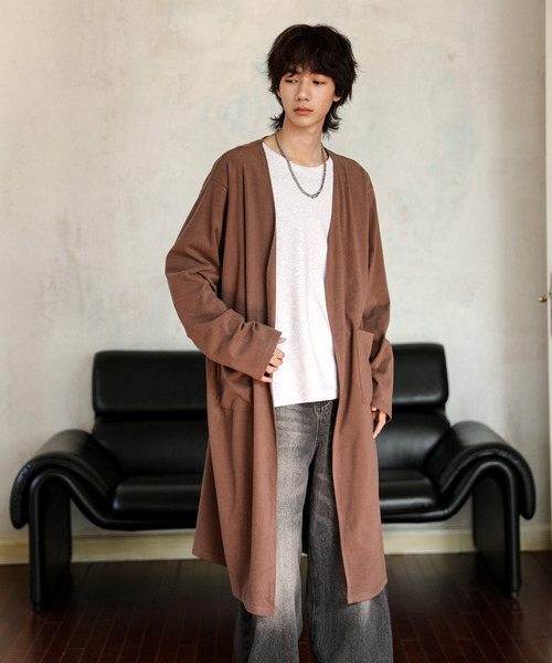 neos（ネオス）の「【neos】ルーズシルエット ウールライク ロング カーディガン（カーディガン/ボレロ・メンズ・ブルー/ブラック/モカ・LARGE/MEDIUM）」の15枚目の写真