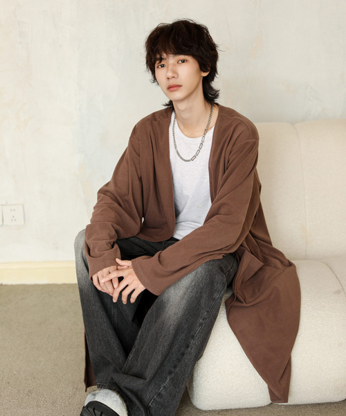 neos（ネオス）の「【neos】ルーズシルエット ウールライク ロング カーディガン（カーディガン/ボレロ・メンズ・ブルー/ブラック/モカ・LARGE/MEDIUM）」の16枚目の写真