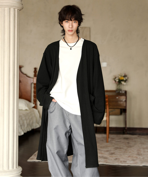 neos（ネオス）の「【neos】ルーズシルエット ウールライク ロング カーディガン（カーディガン/ボレロ・メンズ・ブルー/ブラック/モカ・LARGE/MEDIUM）」の4枚目の写真
