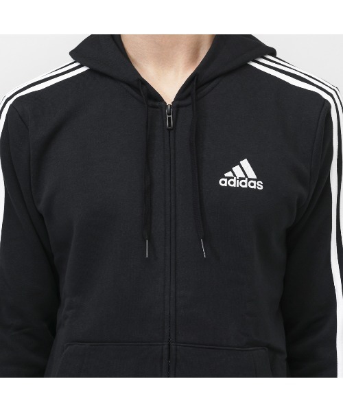 adidas（アディダス）の「アディダス adidas エッセンシャルズ フリース スリーストライプス フルジップパーカー（パーカー・メンズ・ブラック・S/M/L/LL/3L）」の6枚目の写真