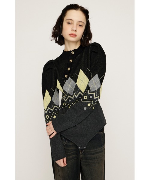 SLY（スライ）の「FRONT BUTTON BODY SUIT フロントボタン ボディスーツ 春服（ニット/セーター・レディース・ブラック系その他2/ネイビー系・FREE）」の5枚目の写真