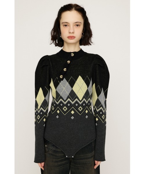 SLY（スライ）の「FRONT BUTTON BODY SUIT フロントボタン ボディスーツ 春服（ニット/セーター・レディース・ブラック系その他2/ネイビー系・FREE）」の6枚目の写真