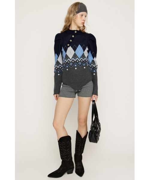 SLY（スライ）の「FRONT BUTTON BODY SUIT フロントボタン ボディスーツ 春服（ニット/セーター・レディース・ブラック系その他2/ネイビー系・FREE）」の9枚目の写真