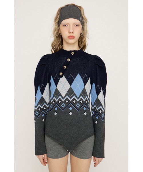 SLY（スライ）の「FRONT BUTTON BODY SUIT フロントボタン ボディスーツ 春服（ニット/セーター・レディース・ブラック系その他2/ネイビー系・FREE）」の11枚目の写真