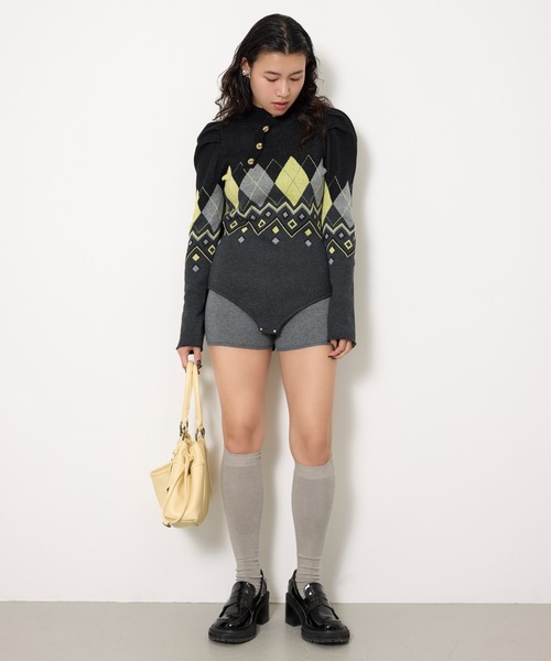 SLY（スライ）の「FRONT BUTTON BODY SUIT フロントボタン ボディスーツ 春服（ニット/セーター・レディース・ブラック系その他2/ネイビー系・FREE）」の15枚目の写真