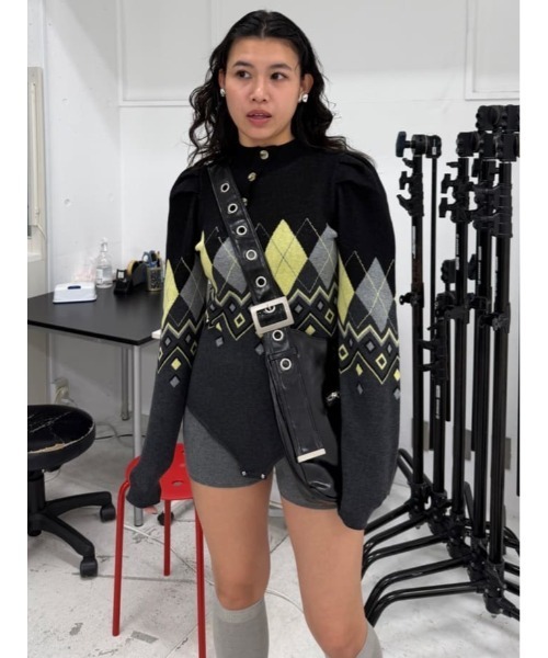 SLY（スライ）の「FRONT BUTTON BODY SUIT フロントボタン ボディスーツ 春服（ニット/セーター・レディース・ブラック系その他2/ネイビー系・FREE）」の17枚目の写真