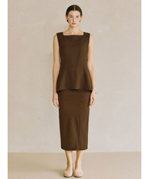 PADO SEOUL（パドソウル）の「女性ペプラムトップブラウン（シャツ/ブラウス）」