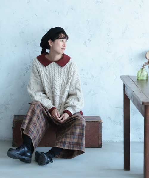 soulberry（ソウルベリー）の「ビスケットチェックのパンツ（その他パンツ・レディース・ブラウン・M/L/LL/3L/4L/5L）」の4枚目の写真