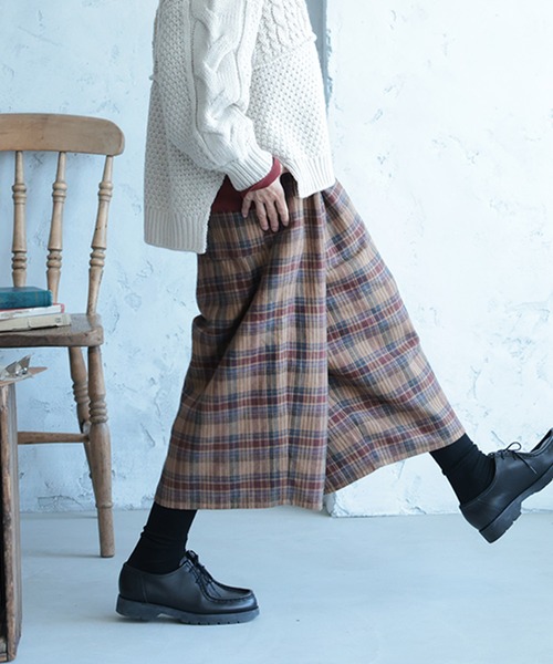 soulberry（ソウルベリー）の「ビスケットチェックのパンツ（その他パンツ・レディース・ブラウン・M/L/LL/3L/4L/5L）」の2枚目の写真