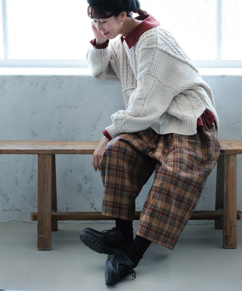 soulberry（ソウルベリー）の「ビスケットチェックのパンツ（その他パンツ・レディース・ブラウン・M/L/LL/3L/4L/5L）」の21枚目の写真