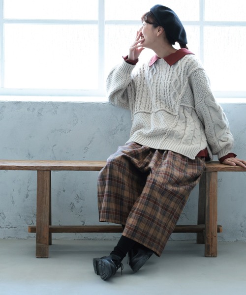 soulberry（ソウルベリー）の「ビスケットチェックのパンツ（その他パンツ・レディース・ブラウン・M/L/LL/3L/4L/5L）」の18枚目の写真