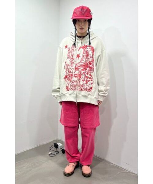 NICE GHOST CLUB(ナイスゴーストクラブ)の「PIGMENT LAYERED SWEAT PANTS_RED(NG2ESUPA01A)(スウェットパンツ・レディース・レッド・S/M/L)」の4枚目の写真