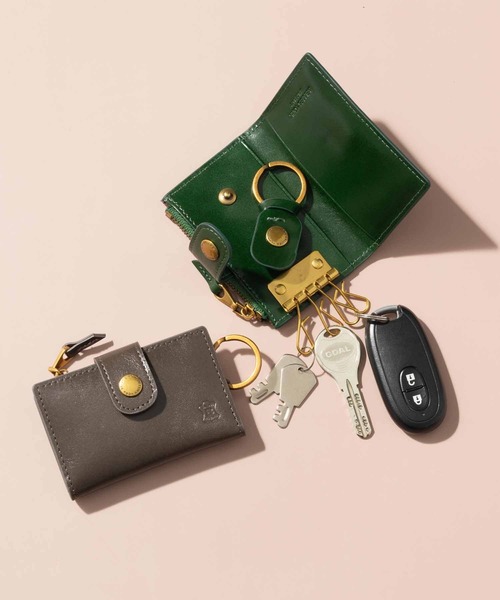 BELLIES YORK（ベリーズヨーク）の「【BELLIES YORK/ベリーズヨーク】牛革 小銭入れ付キーケース リアルレザー 本革（キーケース/キーアクセサリー・メンズ・グレー系/グリーン・FREE）」の3枚目の写真
