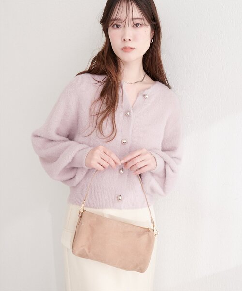 natural couture（ナチュラルクチュール）の「ころりん釦クルーネックシャギーカーディガン（カーディガン/ボレロ・レディース・ネイビー/ピンク/アイボリー/グレイッシュベージュ/サックスブルー/チャコールグレー・FREE）」の19枚目の写真
