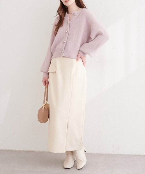 natural couture（ナチュラルクチュール）の「ころりん釦クルーネックシャギーカーディガン（カーディガン/ボレロ・レディース・ネイビー/ピンク/アイボリー/グレイッシュベージュ/サックスブルー/チャコールグレー・FREE）」の18枚目の写真