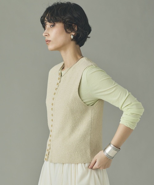 Curensology（カレンソロジー）の「Curensology(カレンソロジー)/2WAYフリゼニットベスト（ベスト・レディース・オフホワイト/ブラック・FREE）」の4枚目の写真