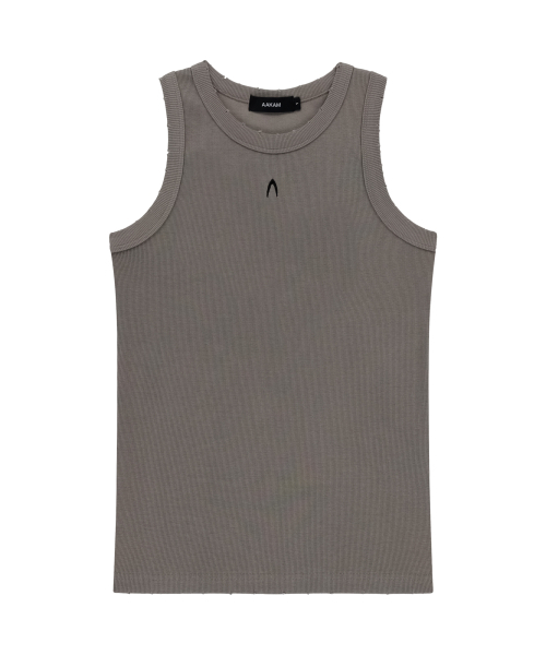 AAKAM(アーカム)の「Distressed Logo Sleeveless (Brown)(Tシャツ/カットソー・レディース・その他・1/2)」の1枚目の写真