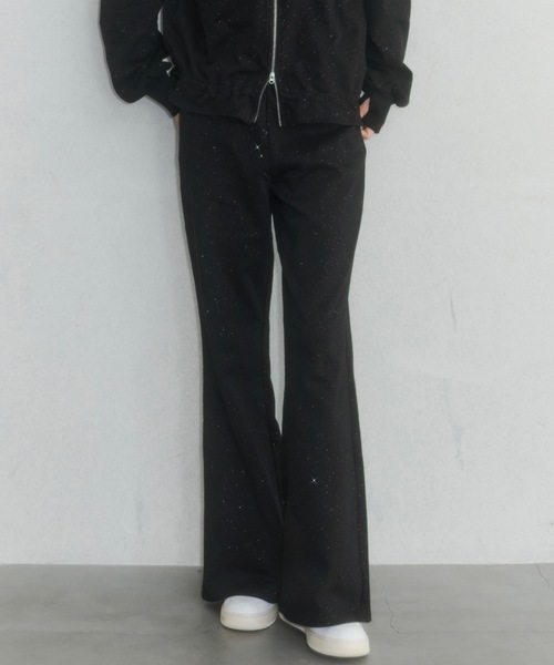 Lame coco frill straight sweatpants/ラメココフリルストレート