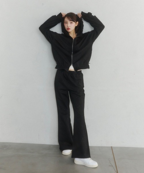 Lame coco frill straight sweatpants/ラメココフリルストレート