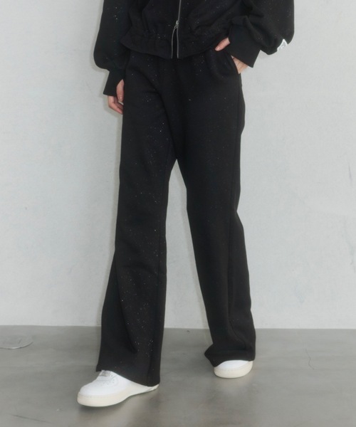 Lame coco frill straight sweatpants/ラメココフリルストレート