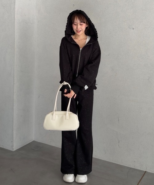Lame coco frill straight sweatpants/ラメココフリルストレート